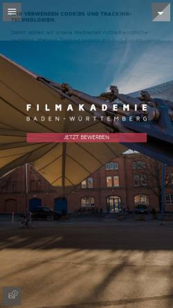 Vorschau der mobilen Webseite www.filmakademie.de, Filmakademie Baden-Württemberg