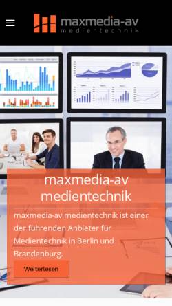 Vorschau der mobilen Webseite www.maxmedia-av.de, maxmedia-av eK