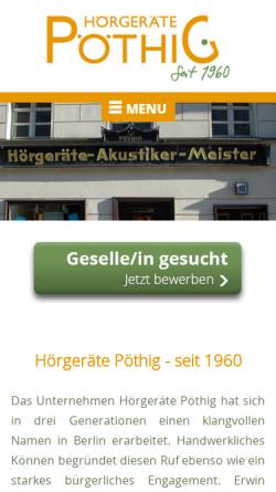Vorschau der mobilen Webseite www.poethig-berlin.de, Hörgeräte Pötig