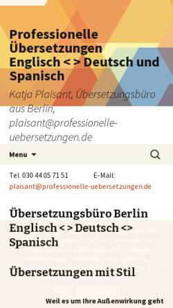 Vorschau der mobilen Webseite professionelle-uebersetzungen.de, Katja Plaisant