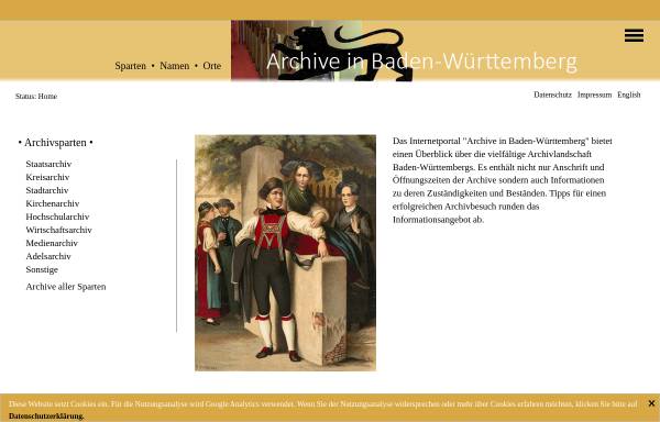 Vorschau von www.archive-bw.de, Archive in Baden-Württemberg