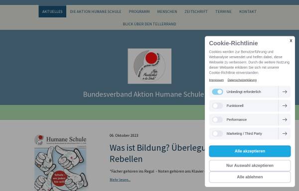 Vorschau von www.aktion-humane-schule.de, Aktion Humane Schule e.V.