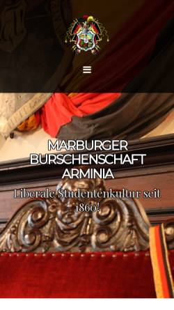 Vorschau der mobilen Webseite www.arminia.info, Marburger Burschenschaft Arminia