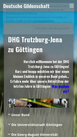 Vorschau der mobilen Webseite www.trutzburg-jena.de, DHG Trutzburg-Jena zu Göttingen
