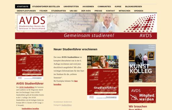 Vorschau von www.avds.de, Akademischer Verein der Senioren in Deutschland