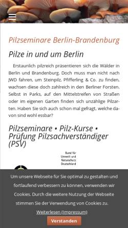 Vorschau der mobilen Webseite www.pilz-seminare.de, Pilzseminare Berlin - Brandenburg - Baltikum Tours H&Z GmbH