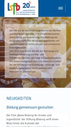 Vorschau der mobilen Webseite www.lsfb.de, Landesverband Schulischer Fördervereine Berlin-Brandenburg e.V.