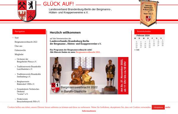 Vorschau von www.glueckauf-brandenburg-berlin.de, Glück Auf ! - Landesverband Brandenburg-Berlin der Bergmanns-, Hütten- und Knappenvereine e.V.