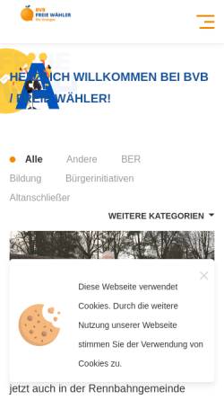 Vorschau der mobilen Webseite www.bvb-fw.de, Brandenburger Vereinigte Bürgerbewegungen / Freie Wähler
