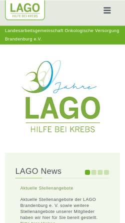Vorschau der mobilen Webseite lago-brandenburg.de, LAGO, Landesarbeitsgemeinschaft Onkologische Versorgung Brandenburg e.V.