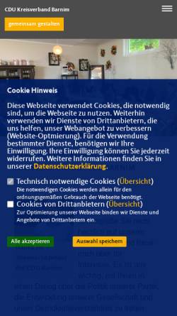 Vorschau der mobilen Webseite www.cdu-barnim.de, CDU Kreisverband Barnim