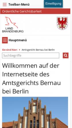 Vorschau der mobilen Webseite ag-bernau.brandenburg.de, Amtsgericht Bernau bei Berlin