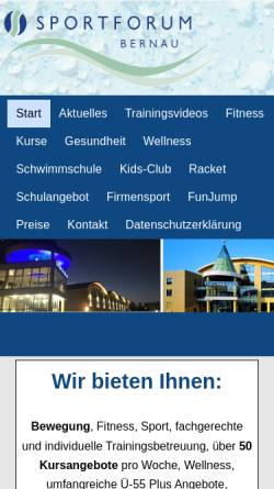 Vorschau der mobilen Webseite www.sportforum-bernau.de, SportForum Bernau - Fitness und Wellness und Gesundheit GmbH