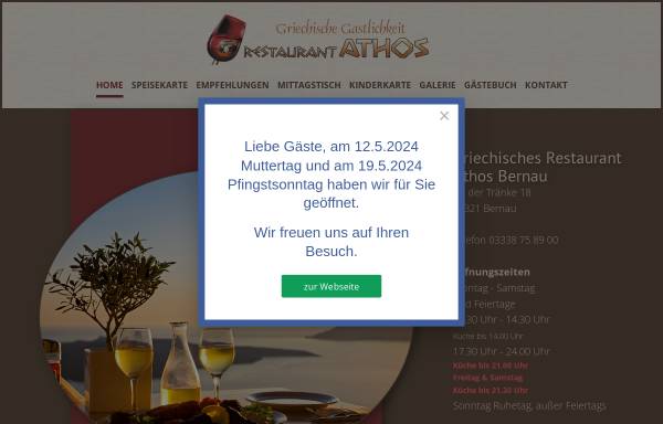 Vorschau von www.athos-bernau.de, Restaurant Athos - Inh. Chariklia Barkaba