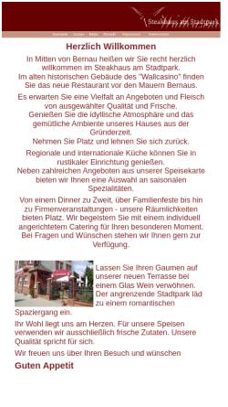 Vorschau der mobilen Webseite www.wallcasino-bernau.de, Steakhaus am Stadtpark - Inh. Maik Nitschke