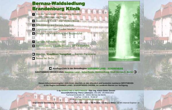 Vorschau von www.wandlitz-waldsiedlung.de, Waldsiedlung Bernau - Dipl.-Ing. Klaus-Dieter Donner