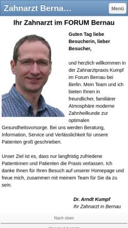 Vorschau der mobilen Webseite www.zahnarzt-kumpf-bernau.de, Zahnarzt Dr. Arndt Kumpf