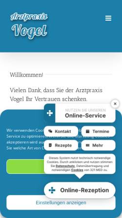 Vorschau der mobilen Webseite www.arztpraxis-vogel.de, Arztpraxis Vogel, Dr. med. Torsten Vogel