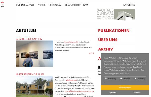Vorschau von www.bauhaus-denkmal-bernau.de, Bauhaus Denkmal Bundesschule Bernau