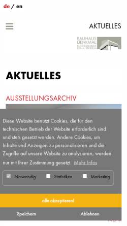 Vorschau der mobilen Webseite www.bauhaus-denkmal-bernau.de, Bauhaus Denkmal Bundesschule Bernau