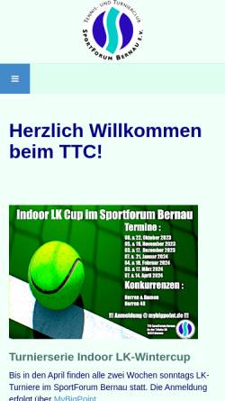 Vorschau der mobilen Webseite www.ttcbernau.de, TTC SportForum Bernau e.V.
