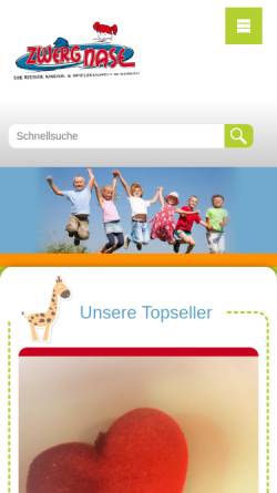 Vorschau der mobilen Webseite spielzeug-bernau.de, Zwergnase Spielzeugwelt - Inh. Nico Garz