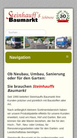 Vorschau der mobilen Webseite www.steinhauffs-baumarkt.de, Steinhauffs Baumarkt - Inh. Manuela Steinhauff