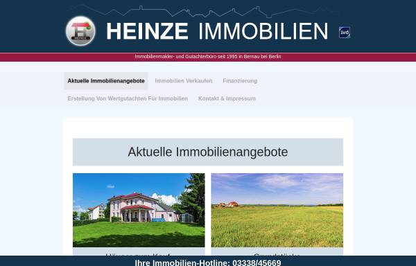 Vorschau von www.heinze-immo.de, Kurt Heinze Immobilien