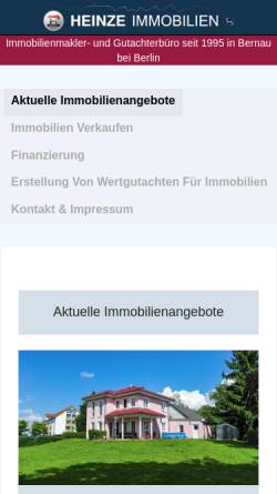 Vorschau der mobilen Webseite www.heinze-immo.de, Kurt Heinze Immobilien