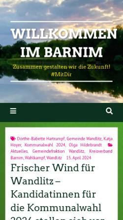 Vorschau der mobilen Webseite www.gruene-barnim.de, Fraktion Bündnis 90/Die Grünen in der Stadtverordnetenversammlung