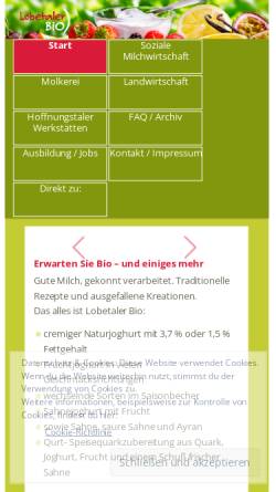 Vorschau der mobilen Webseite www.lobetaler-bio.de, Barnimer Baumschulen Biesenthal - Hoffnungstaler Werkstätten gGmbH