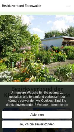 Vorschau der mobilen Webseite www.bvk-eberswalde.de, Bezirksverband der Kleingärtner Eberswalde und Umgebung e.V.