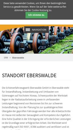 Vorschau der mobilen Webseite www.sf-wittenberge.de, EBW Eisenbahnwerk Eberswalde GmbH