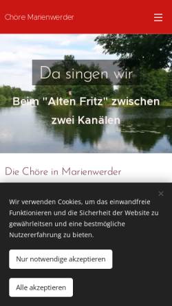 Vorschau der mobilen Webseite www.chor-marienwerder.de, Chöre Marienwerder
