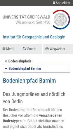 Vorschau der mobilen Webseite geogeo.de, Bodenlehrpfad Barnim - Lehrstuhl für Geoökologie und Bodengeographie der Universität Greifswald