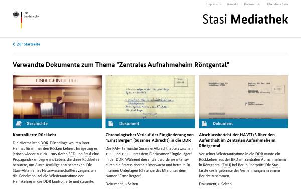 Vorschau von www.stasi-mediathek.de, Zentrales Aufnahmeheim Röntgental (ZAH)