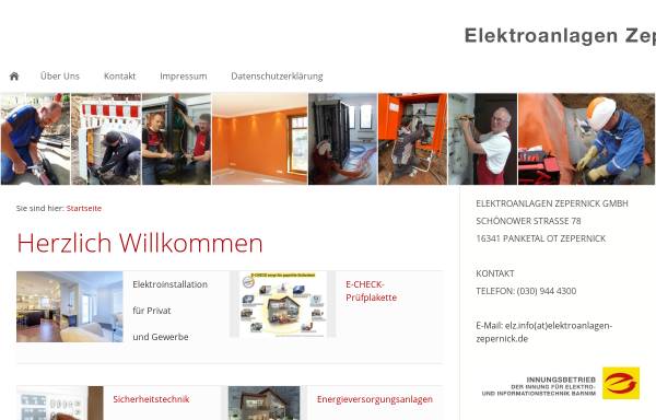 Vorschau von www.elektroanlagen-zepernick.de, Elektroanlagen Zepernick GmbH