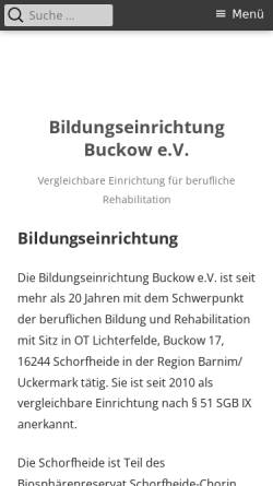 Vorschau der mobilen Webseite www.bebuckow.de, Bildungseinrichtung Buckow e. V.