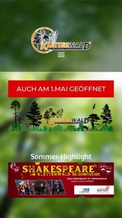 Vorschau der mobilen Webseite www.kletterwald-schorfheide.de, Kletterwald Schorfheide - Inh. Sven Unger