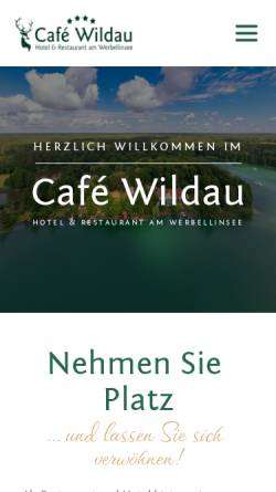 Vorschau der mobilen Webseite www.cafe-wildau.de, Café Wildau, Hotel und Restaurant am Werbellinsee - Inh. Caren von Hertzberg