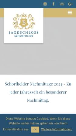 Vorschau der mobilen Webseite www.jagdschloss-schorfheide.de, Jagdschloss Groß Schönebeck - Gemeinde Schorfheide