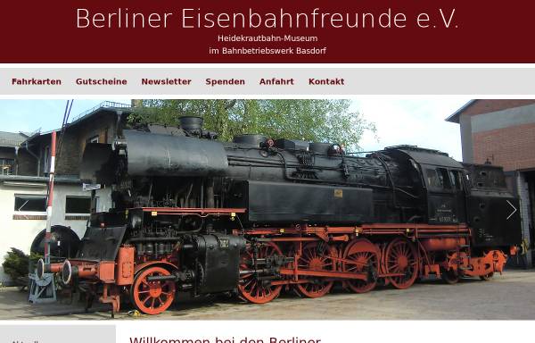 Vorschau von berliner-eisenbahnfreunde.de, Berliner Eisenbahnfreunde e.V. und Fördervereins Heidekrautbahn e.V.