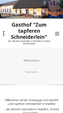 Vorschau der mobilen Webseite gasthof-zum-tapferen-schneiderlein.de, Gasthof Zum tapferen Schneiderlein - Inh. Catherine Maciozek