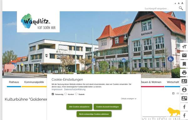 Vorschau von www.wandlitz.de, Goldener Löwe, Kulturbühne Wandlitz - Gemeinde Wandlitz