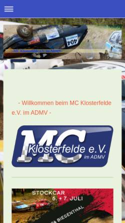 Vorschau der mobilen Webseite www.mc-klosterfelde.de, MC Klosterfelde e.V. im ADMV