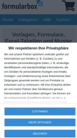 Vorschau der mobilen Webseite www.formularbox.de, Formularbox