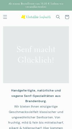 Vorschau der mobilen Webseite klosterfelder-senfmuehle.de, Klosterfelder Senfmühle - Monika Trautmann & Reinhard Fell GbR