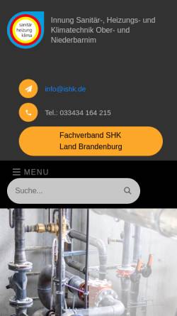 Vorschau der mobilen Webseite www.ishk.de, Innung Heizung Sanitär und Klimatechnik