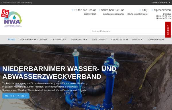 NWA-Zehlendorf, Niederbarnimer Wasser- und Abwasserzweckverband