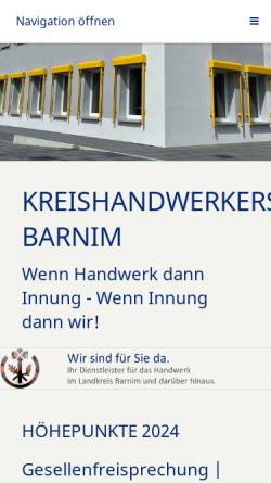 Vorschau der mobilen Webseite www.kh-barnim.de, Kreishandwerkerschaft Barnim